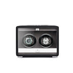 Premium Dual Watch Winder Black Genuine Leather Mains Powered by Aevitas