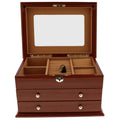 Premium Jewellery Box Extra Large Size Mahogany Wood with Camel Colour Lining by Aevitas