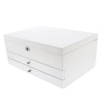 Premium Jewellery Box Extra Large Size White Gloss Finish with Camel Colour Lining by Aevitas