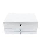 Premium Jewellery Box Extra Large Size White Gloss Finish with Camel Colour Lining by Aevitas