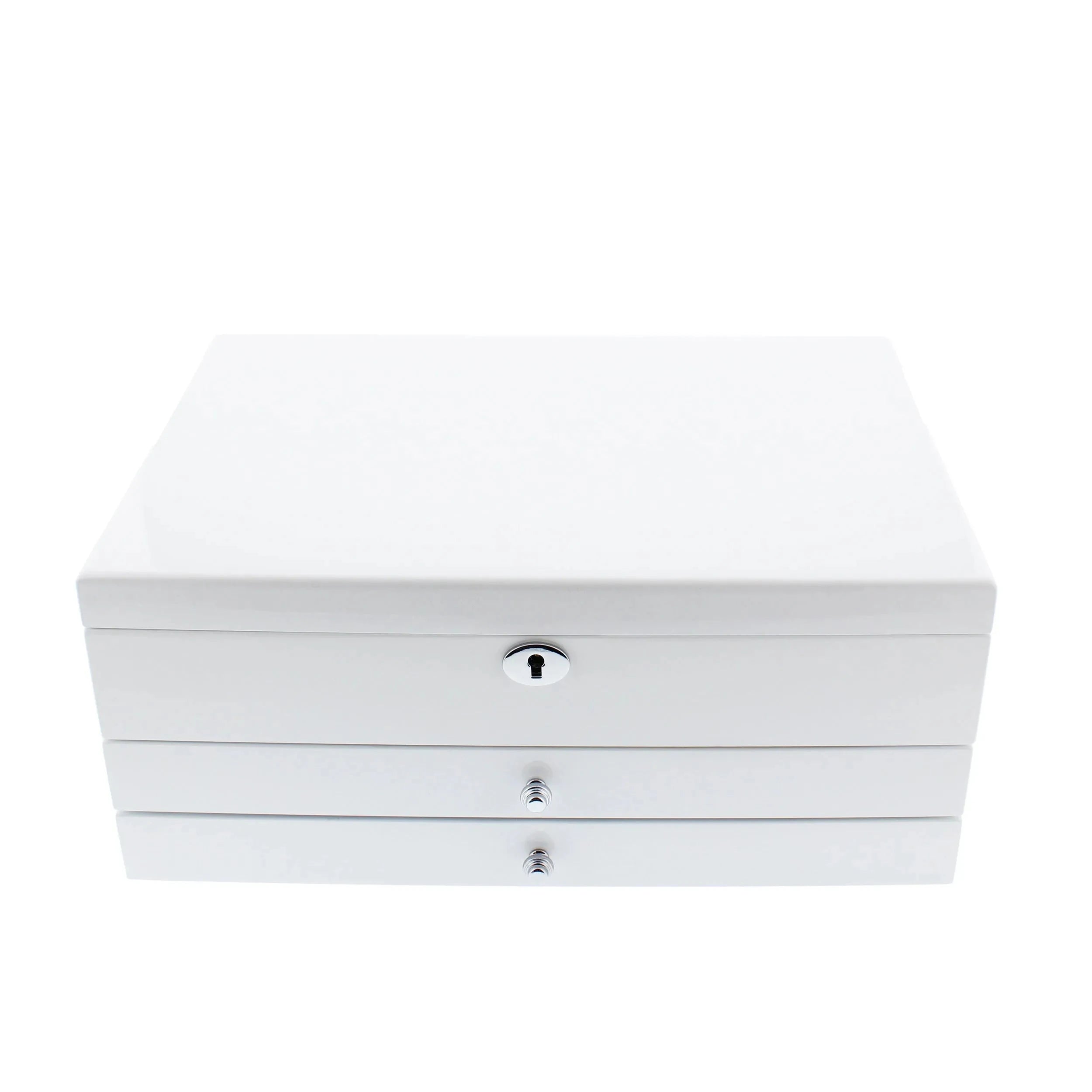 Premium Jewellery Box Extra Large Size White Gloss Finish with Camel Colour Lining by Aevitas