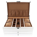 Premium Jewellery Box Extra Large Size White Gloss Finish with Camel Colour Lining by Aevitas