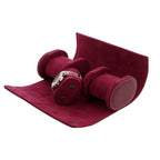 Premium Ladies 3 Watch Roll Claret Red Saffiano Leather with Soft Lining
