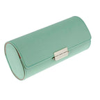 Premium Ladies 3 Watch Roll in Tiffany Blue Saffiano Leather Soft Pink Lining
