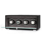 Premium Quad Watch Winder Black Genuine Leather Mains Powered by Aevitas