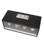 Premium Quad Watch Winder Black Genuine Leather Mains Powered by Aevitas