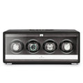Premium Quad Watch Winder Black Genuine Leather Mains Powered by Aevitas