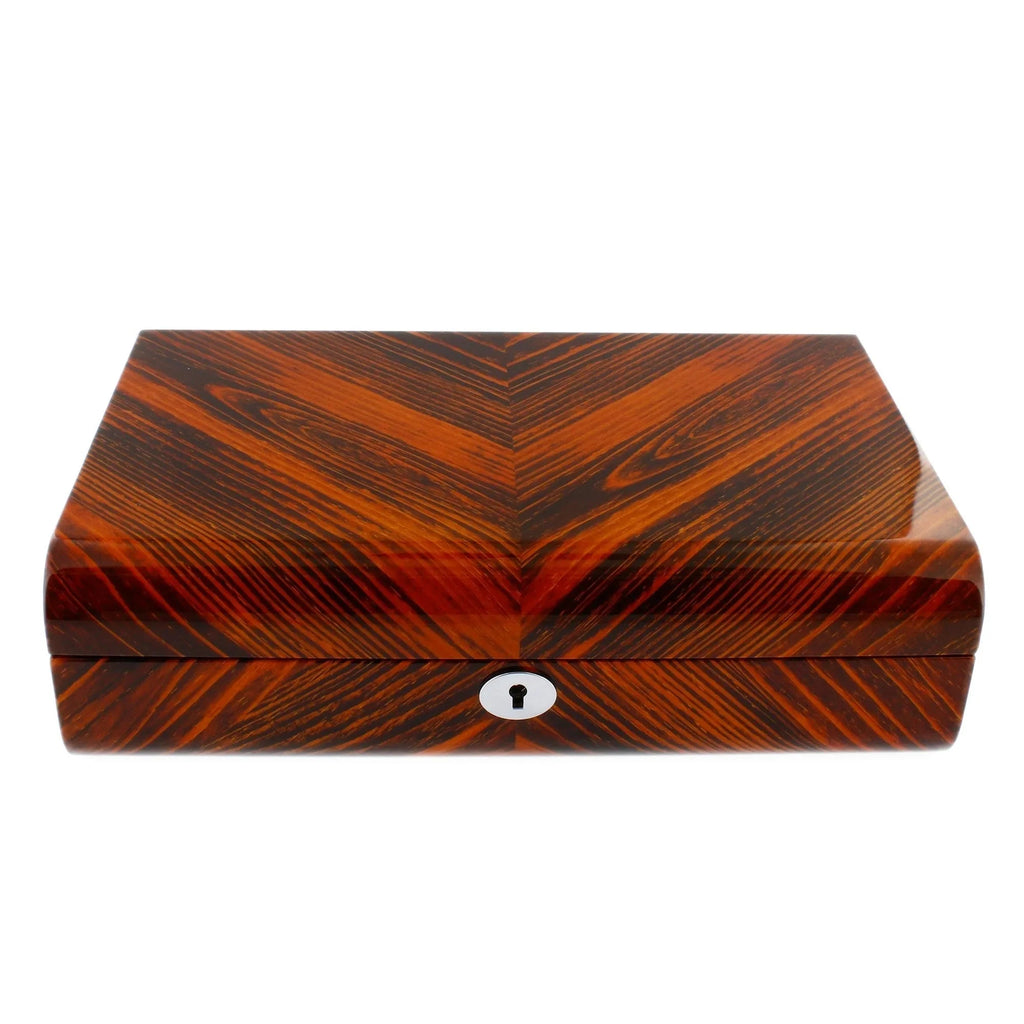 Premium Quality Tiger Striped Wood 10 Watch Box with Solid Lid by Aevitas