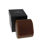 Premium Single Watch Roll Vintage Brown Leather Super Soft Grey Suede Lining