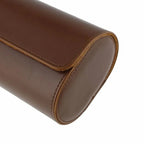 Premium Triple Watch Roll in Brown Leather with Super Soft Tan Suede Lining