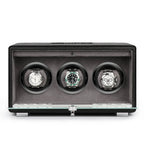 Premium Triple Watch Winder Black Genuine Leather Mains Powered by Aevitas