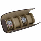 Quad Watch Roll Case in Premium Dark Brown Calf Leather by Aevitas