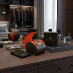 Single Watch Roll Case in Premium Black Nappa Leather with Orange Lining by Aevitas