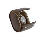 Single Watch Roll Case in Premium Dark Brown Calf Leather by Aevitas
