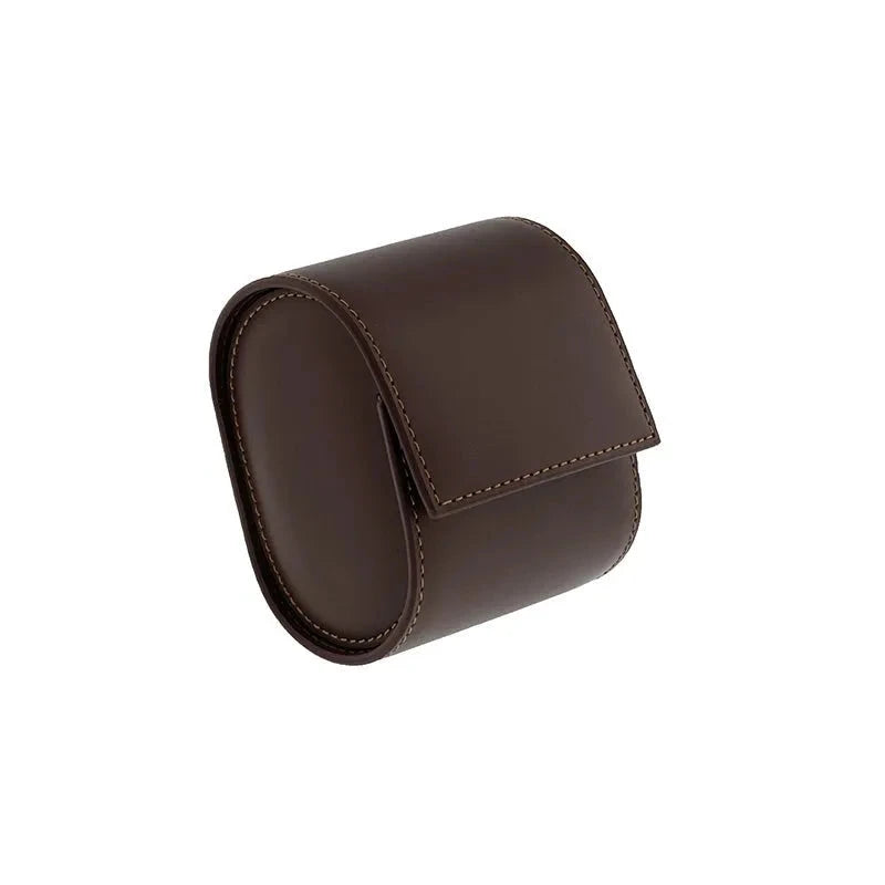 Single Watch Roll Case in Premium Dark Brown Calf Leather by Aevitas