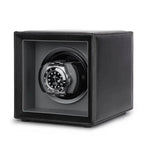 Single Watch Winder Black Leather Grey Lining Mains or Battery by Aevitas