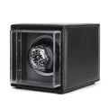 Single Watch Winder Black Leather Grey Lining Mains or Battery by Aevitas