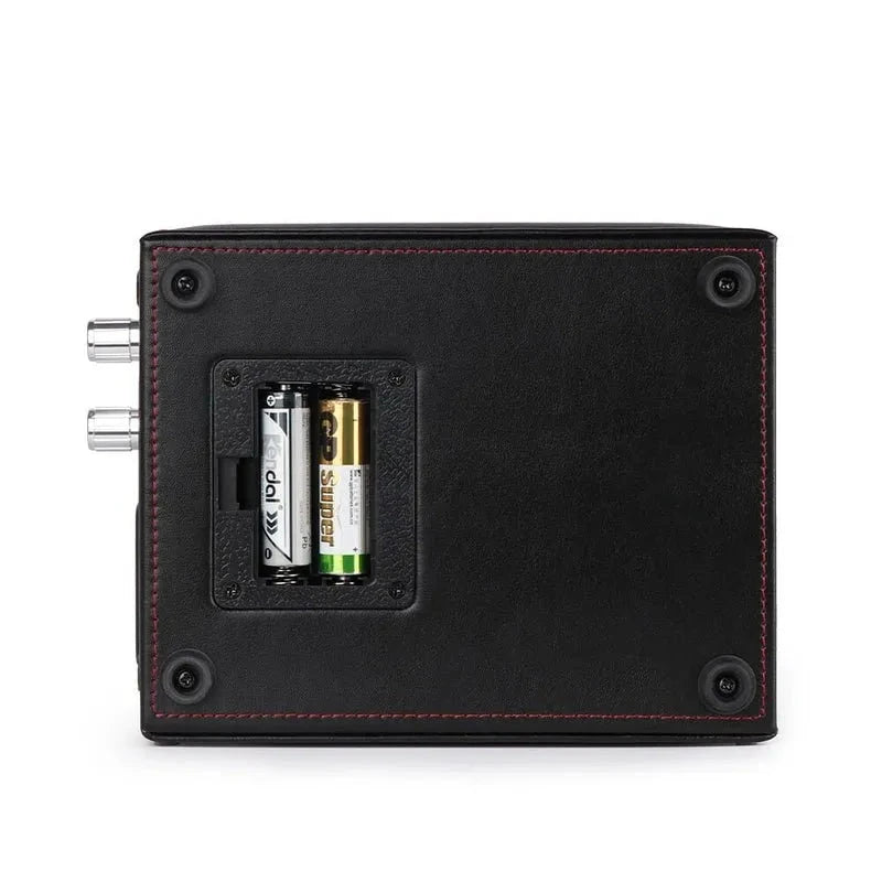 Single Watch Winder Black Leather Red Stitching Mains or Battery by Aevitas
