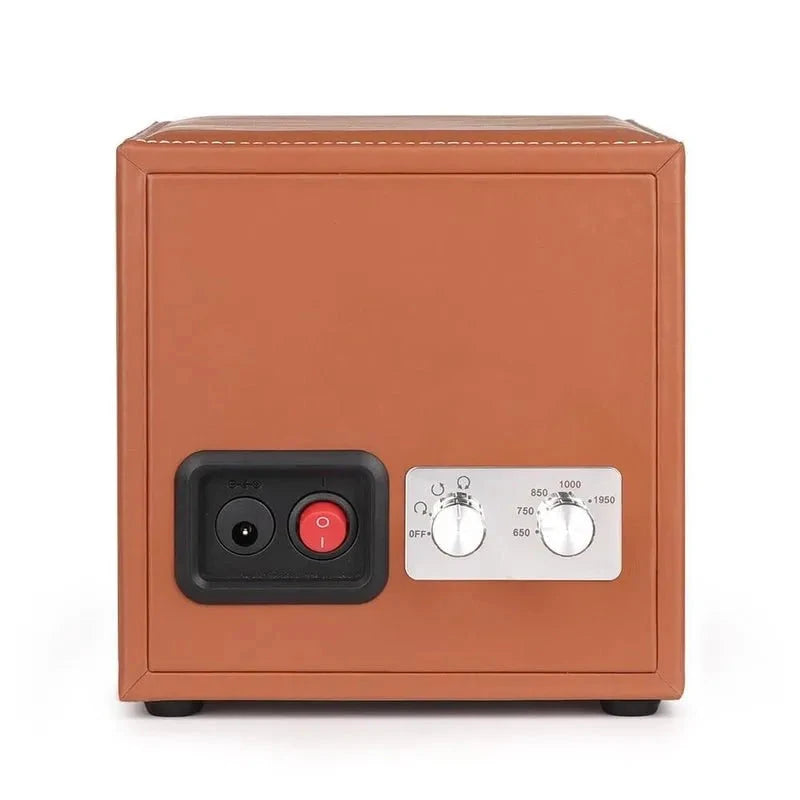 Single Watch Winder Brown Leather White Stitching Mains or Battery by Aevitas