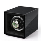 Single Watch Winder Carbon Fibre finish Mains or Battery by Aevitas