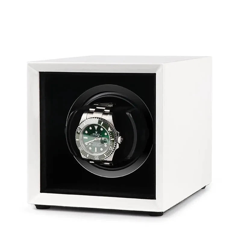 Single Watch Winder White Gloss finish Mains or Battery by Aevitas