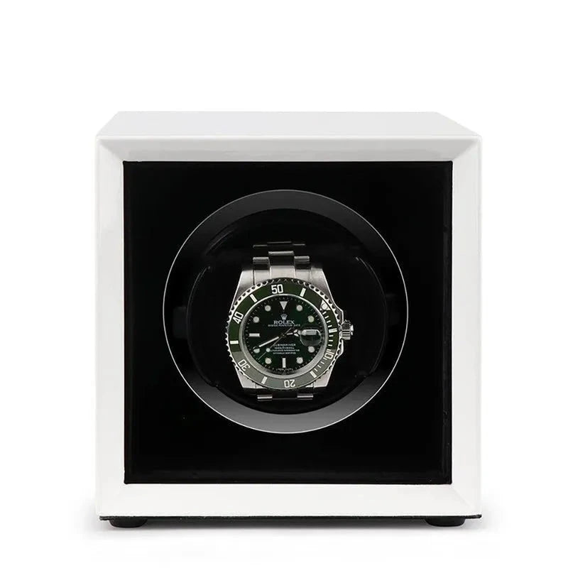 Single Watch Winder White Gloss finish Mains or Battery by Aevitas