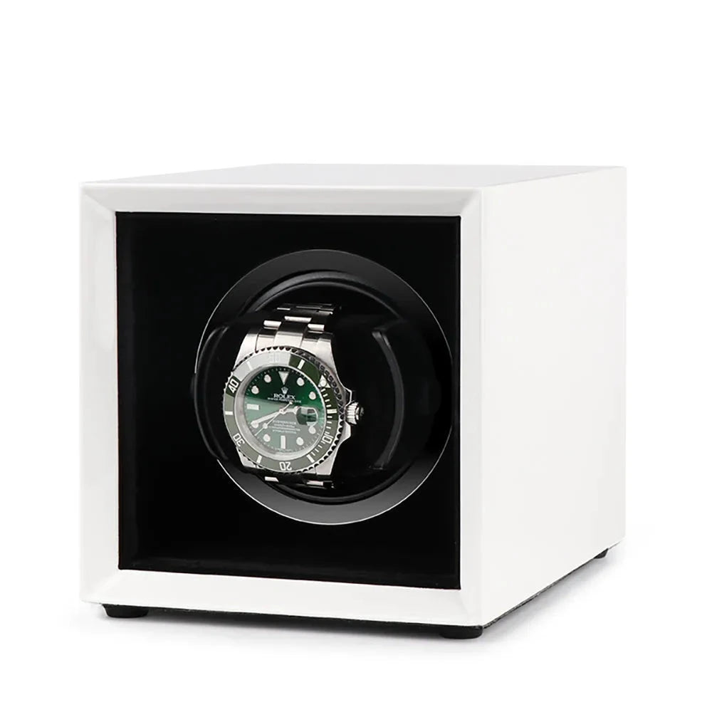 Single Watch Winder White Gloss finish Mains or Battery by Aevitas