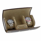 Triple Watch Roll Case in Premium Dark Brown Calf Leather by Aevitas