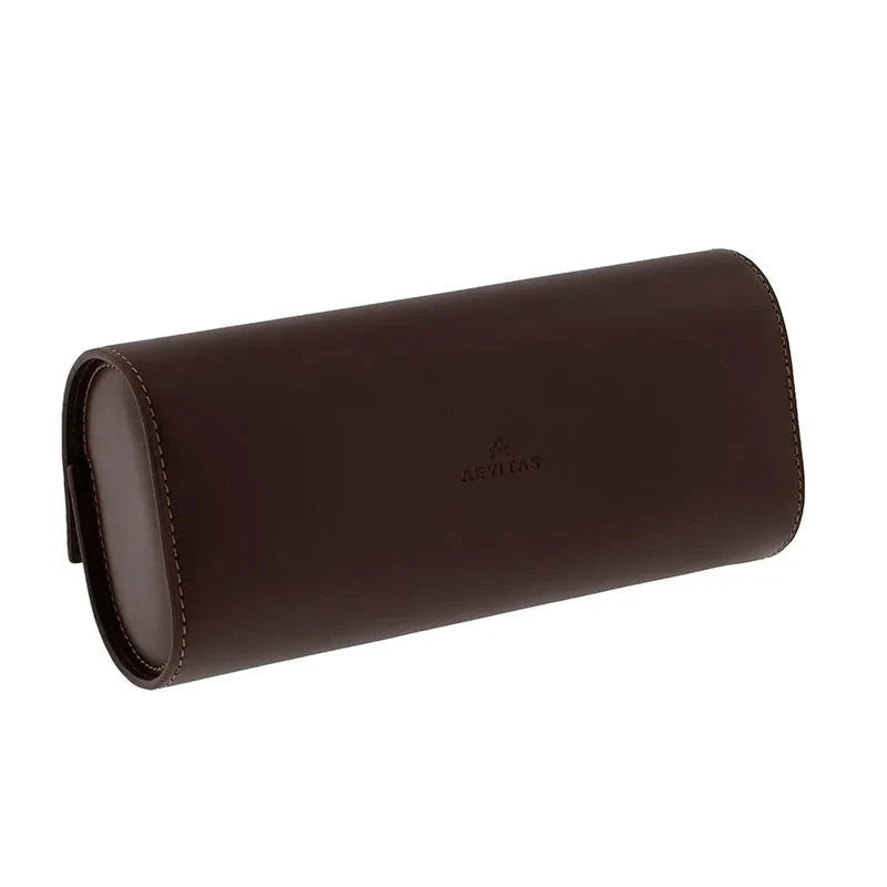 Triple Watch Roll Case in Premium Dark Brown Calf Leather by Aevitas