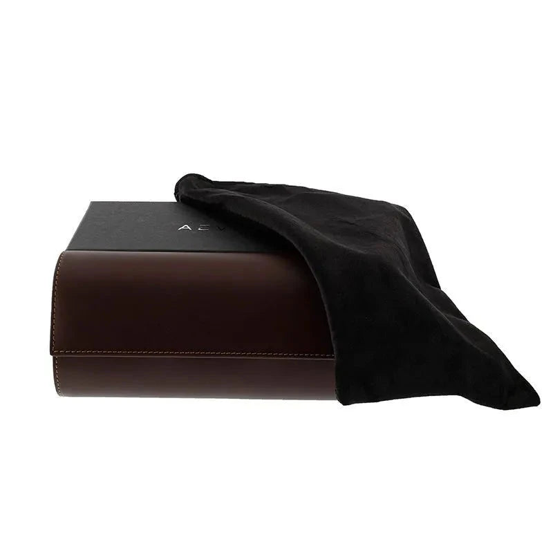 Triple Watch Roll Case in Premium Dark Brown Calf Leather by Aevitas