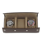 Triple Watch Roll Case in Premium Dark Brown Calf Leather by Aevitas