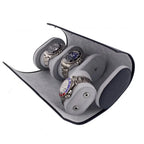 Triple Watch Roll in Navy Blue Saffiano Real Leather with Super Soft Lining