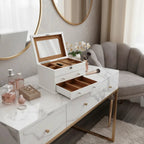Extra Large Premium Jewellery Box White Wood with Camel Colour Lining by Aevitas