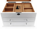 Extra Large Premium Jewellery Box White Wood with Camel Colour Lining by Aevitas