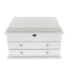 Extra Large Premium Jewellery Box White Wood with Camel Colour Lining by Aevitas