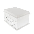 Extra Large Premium Jewellery Box White Wood with Camel Colour Lining by Aevitas