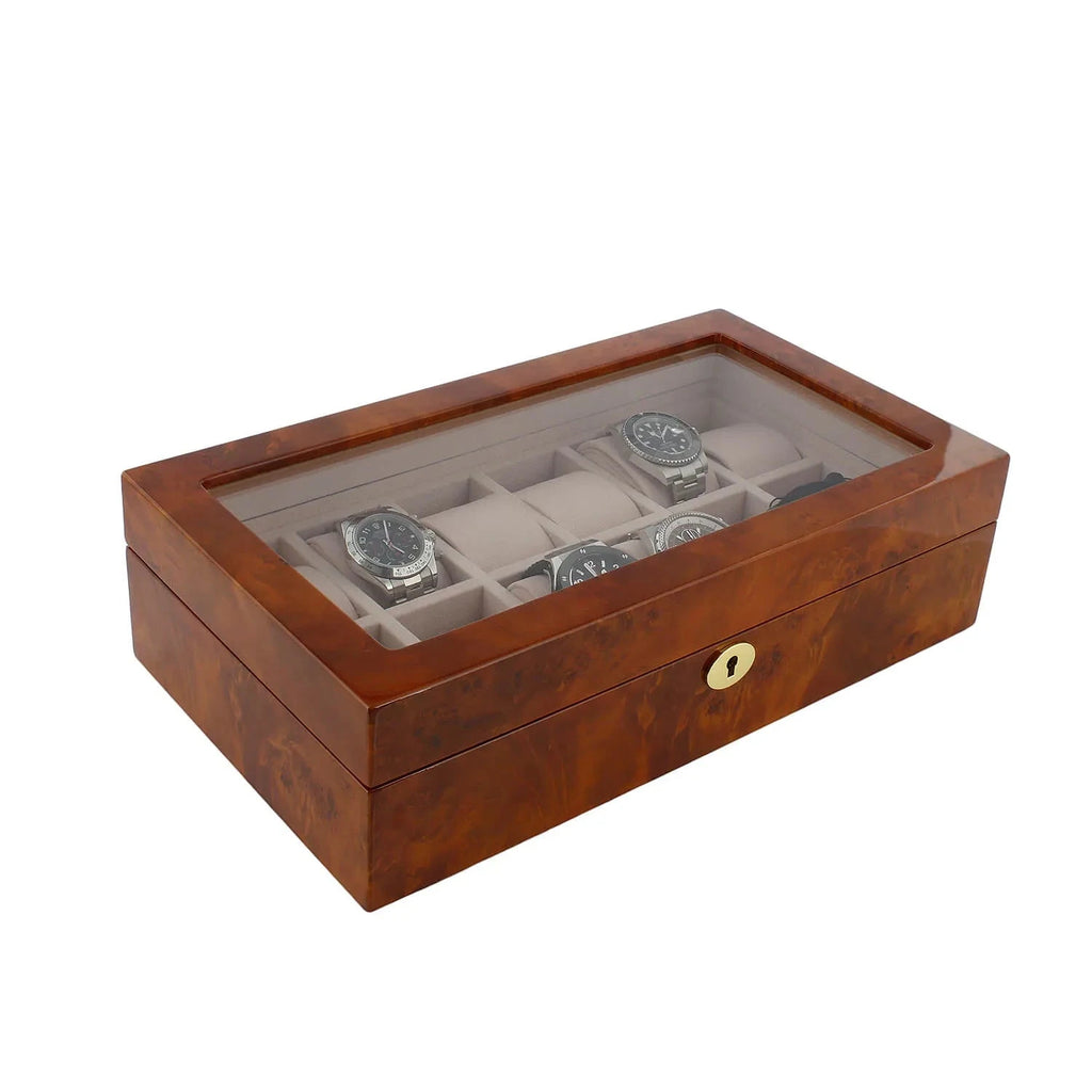 Watch Box for 12 Wrist Watches in Burl Walnut Wood by Aevitas