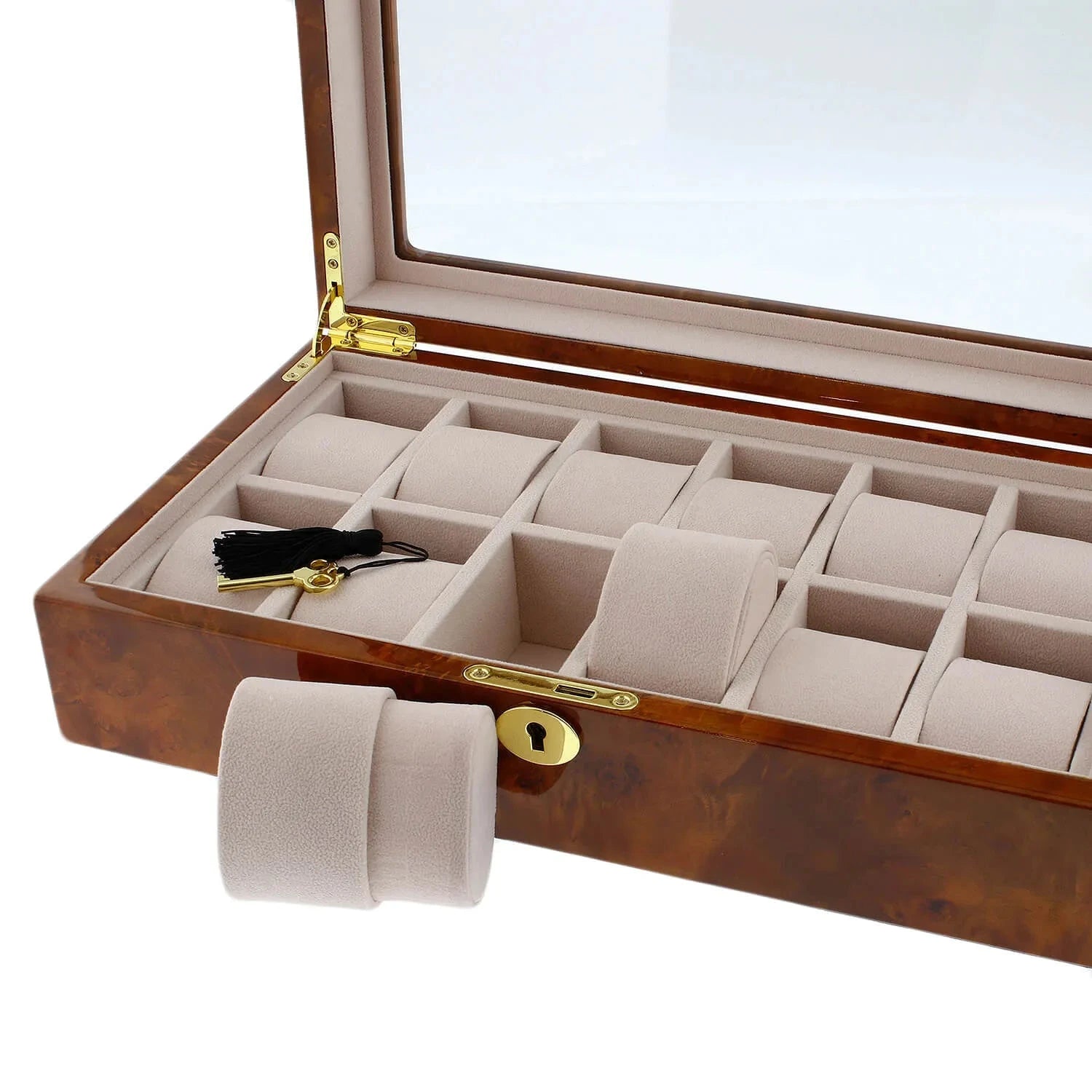 Watch Box for 12 Wrist Watches in Burl Walnut Wood by Aevitas