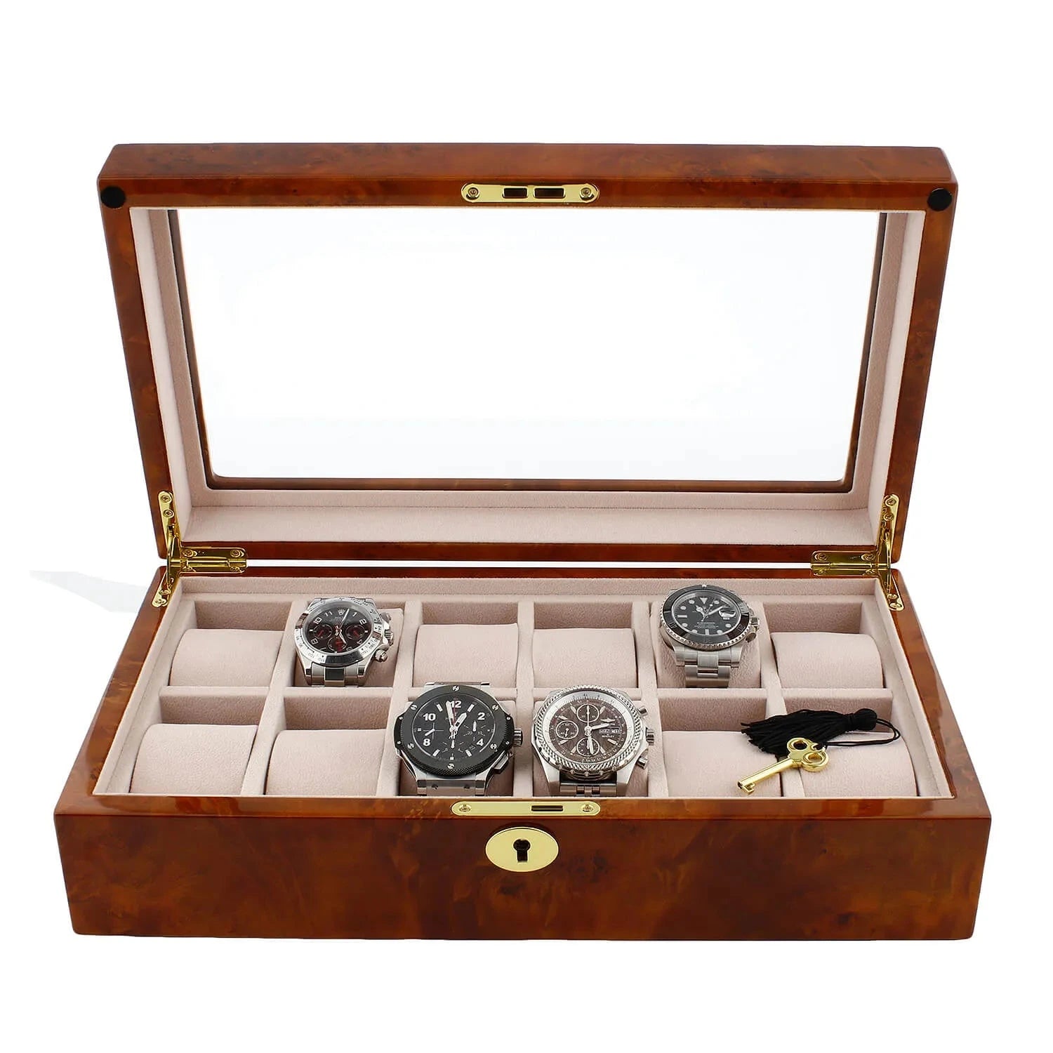 Watch Box for 12 Wrist Watches in Burl Walnut Wood by Aevitas