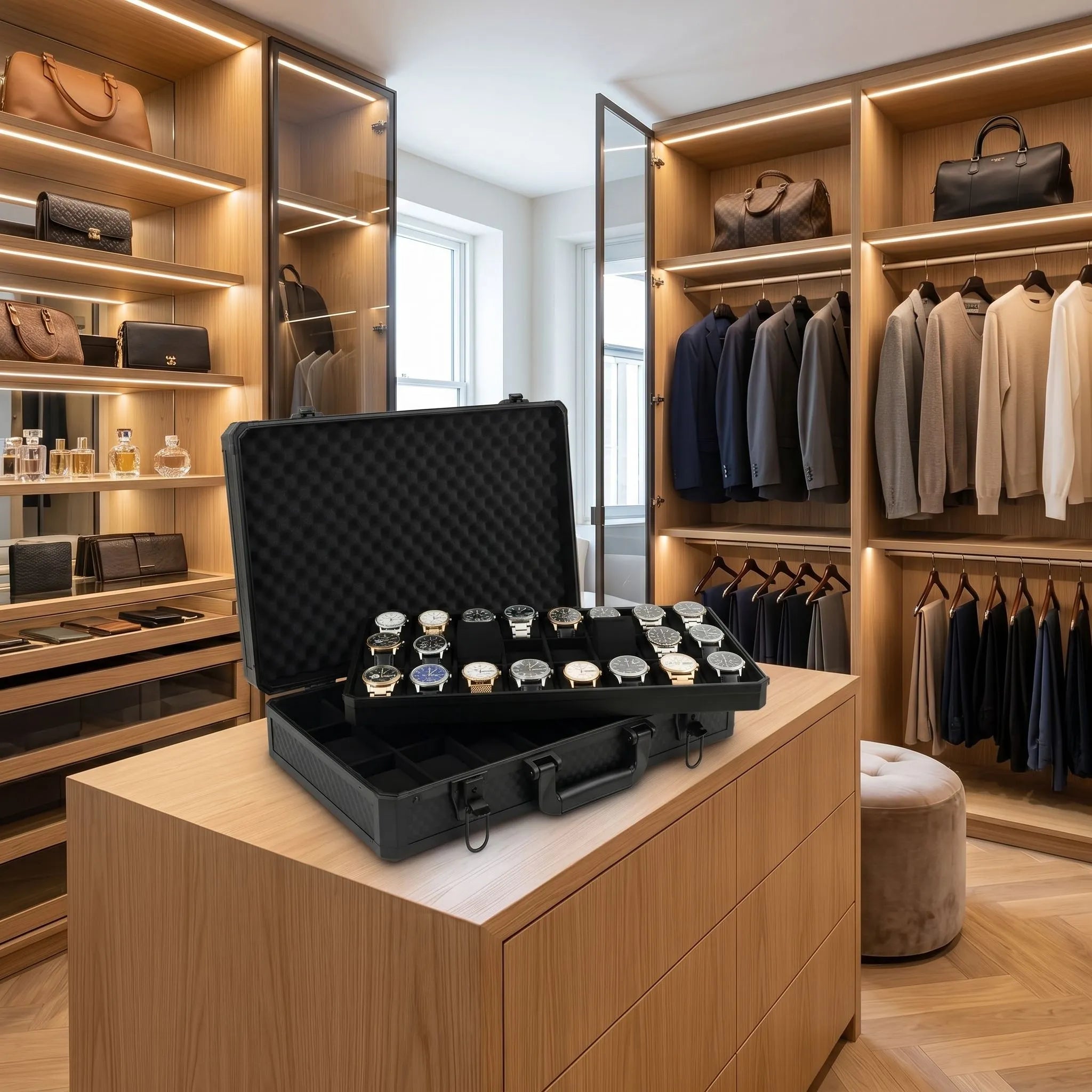 24 Watch Briefcase in Black with Lift Out Tray