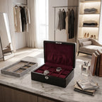 8 Watch Box in Black Leather Finish Fine Quality by Aevitas