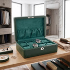 8 Watch Box in Green Leather Finish Fine Quality by Aevitas