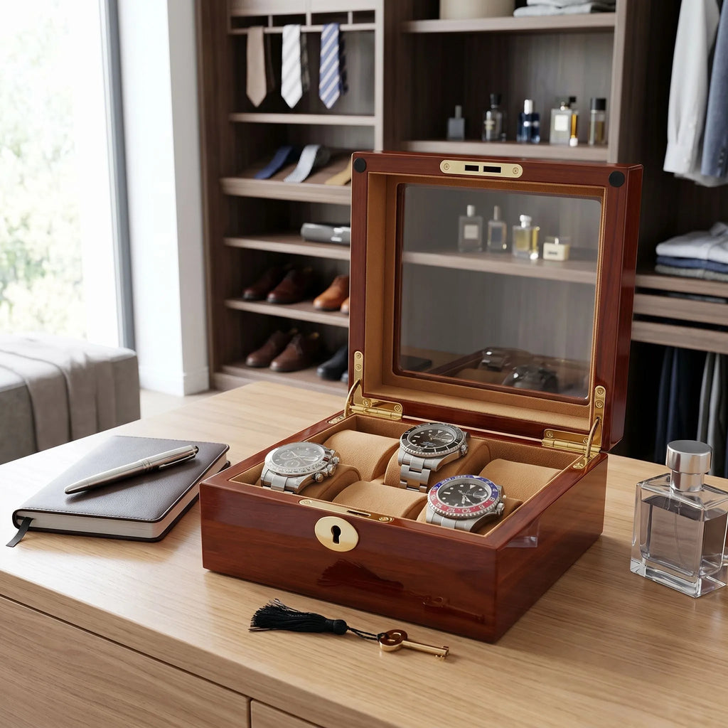 6 Watch Box in Luxurious Mahogany Wood with Camel Lining by Aevitas