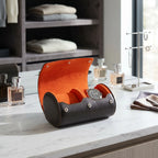 Double Watch Roll Case Premium Black Nappa Leather with Orange Lining by Aevitas
