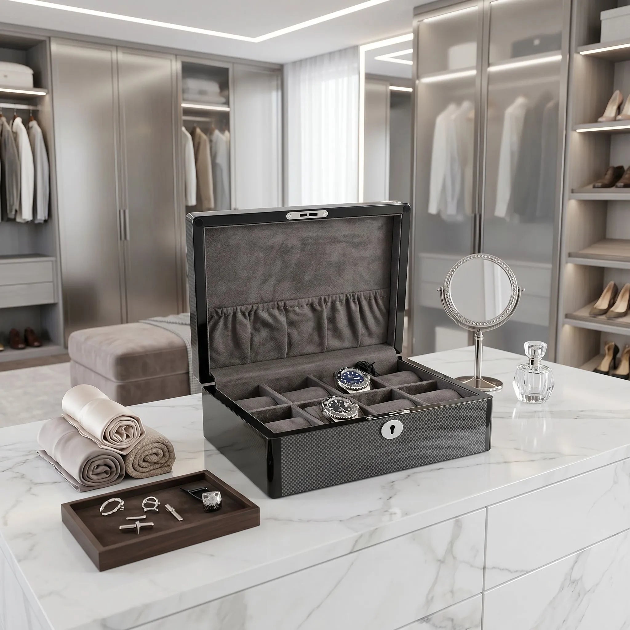 8 Watch Box in Carbon Fibre Finish Premium Quality by Aevitas