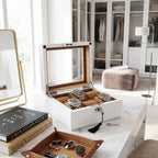 6 Watch Box in Luxurious White Wood with Camel Lining by Aevitas