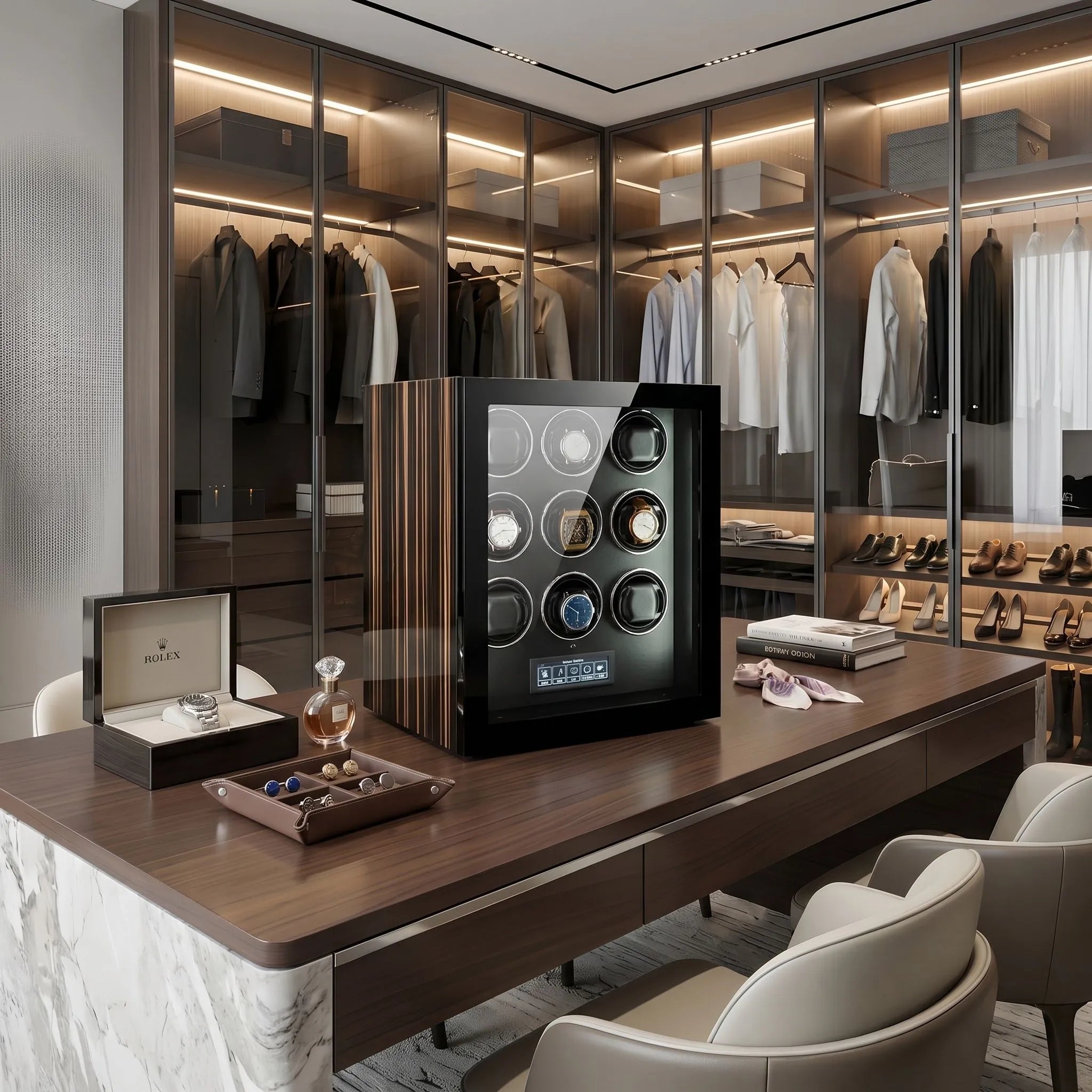 Premium Automatic 9 Watch Winder with Touch Screen by Aevitas