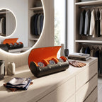 Triple Watch Roll Case Premium Black Nappa Leather with Orange Lining by Aevitas