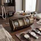 Triple Watch Roll Case in Premium Dark Brown Calf Leather by Aevitas