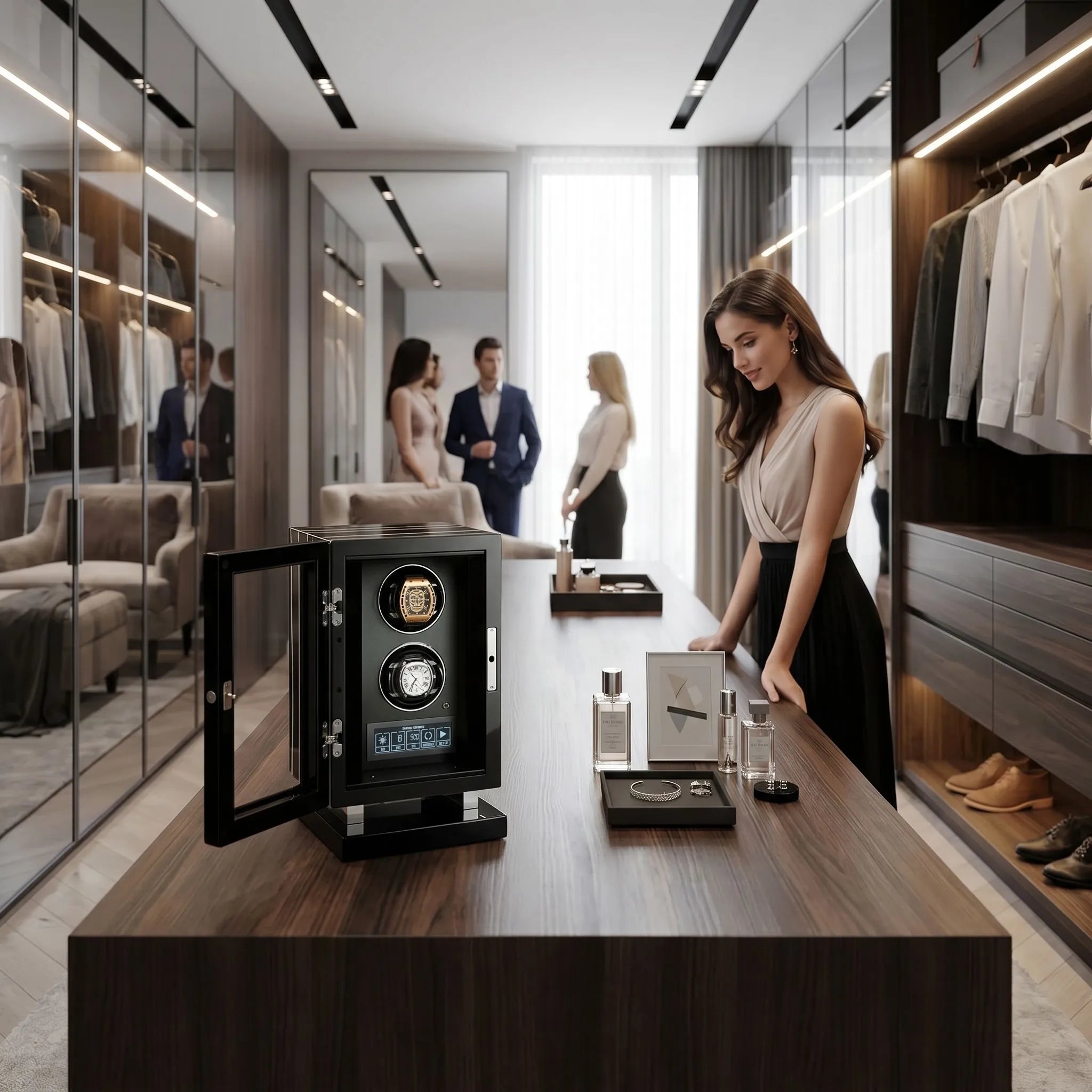 Premium 2 Watch Winder in Zebrano Ebony Wood Piano Lacquer by Aevitas